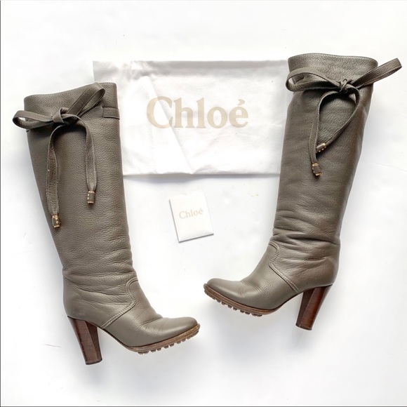 Chloe Shoes - 💘Chloe Knee High Renna Calf Ash Gray Boots 37 7